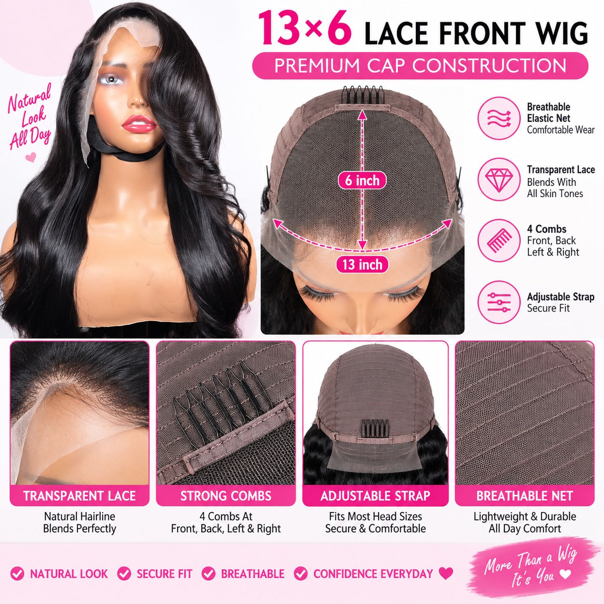 Emefshair 13x6 Body Wave HD Lace Front Wig